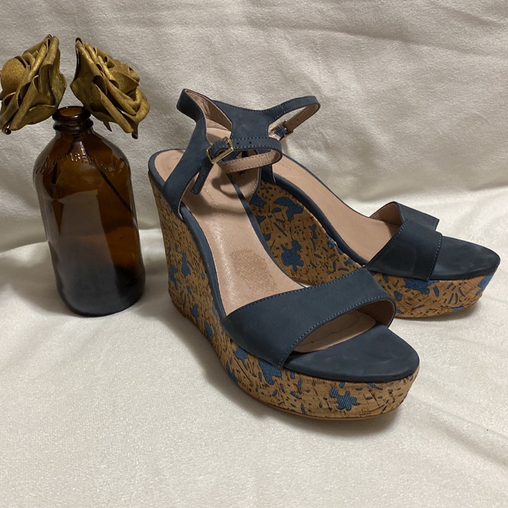 Anthropologie Arden Cork Cut Out Wedge Sandal Size 10